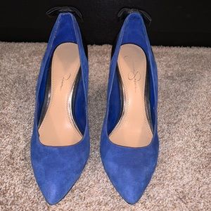 Jessica Simpson Blue Suede/Black Leather Heels